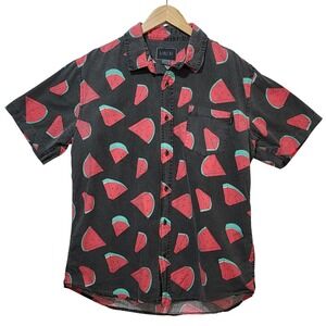 Valor Collective Mens Watermelon Print Short Sleeve Button Down Shirt Large